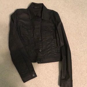 Black Leather Cropped Jacket